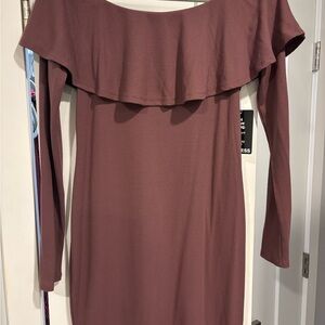 Express Mauve Off the shoulder Long Sleeve Dress